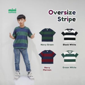 Minicottons Kaos Oversize Stripe Tshirt Kaos Salur Garis Unisex 1-12 Tahun Bayi