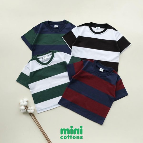 Minicottons Kaos Oversize Stripe Tshirt Kaos Salur Garis Unisex 1-12 Tahun Bayi - Image 2