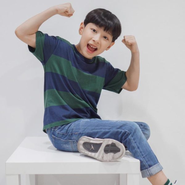 Minicottons Kaos Oversize Stripe Tshirt Kaos Salur Garis Unisex 1-12 Tahun Bayi - Image 3