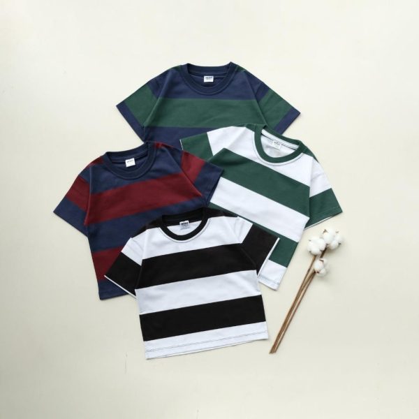 Minicottons Kaos Oversize Stripe Tshirt Kaos Salur Garis Unisex 1-12 Tahun Bayi - Image 6