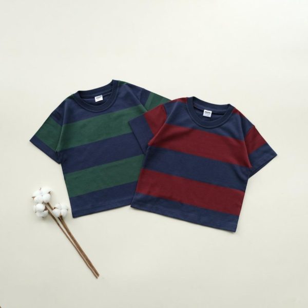 Minicottons Kaos Oversize Stripe Tshirt Kaos Salur Garis Unisex 1-12 Tahun Bayi - Image 7