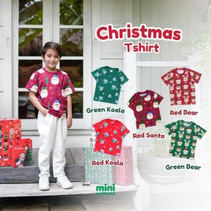 Minicottons Christmas Fullprint Tshirt Kaos Anak Natal Unisex 1-12 Tahun Combed Bayi Katun