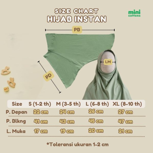 MINI COTTONS Hijab Instan Anak Perempuan Muslim Kerudung Bayi - Image 9