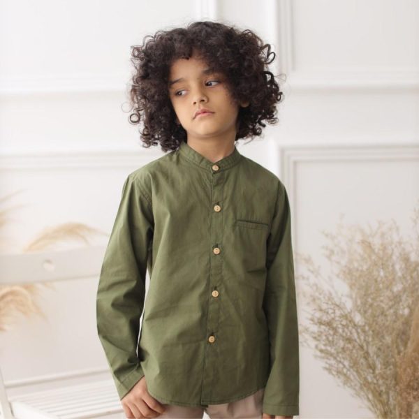 MINI COTTONS Kemeja Koko Anak Lengan Panjang Kemko Muslim Linen Baju Katun Setelan - Image 4
