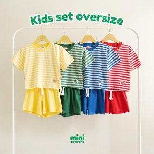 Mini Cottons Oversized Striped Kids Set Setelan Anak Fashion