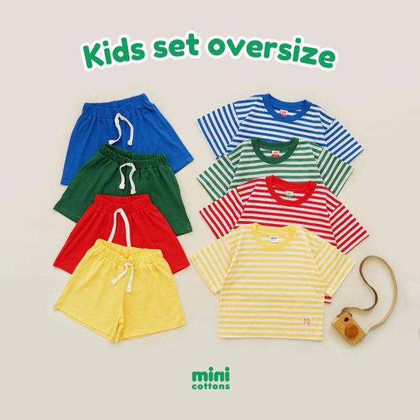 Mini Cottons Oversized Striped Kids Set Setelan Anak Fashion - Image 2