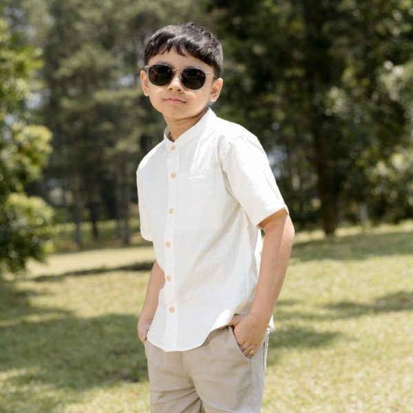Mini cottons kemeja koko kemko anak laki laki Katun Muslim Panjang Baju Setelan Linen - Image 3