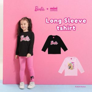 Barbie x Minicottons Long Sleeve Tshirt Kaos Anak Perempuan Lengan Panjang 2-12 Tahun