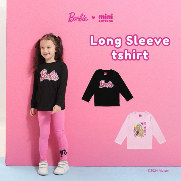 Barbie x Minicottons Long Sleeve Tshirt Kaos Anak Perempuan Lengan Panjang 2-12 Tahun