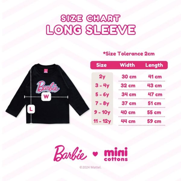 Barbie x Minicottons Long Sleeve Tshirt Kaos Anak Perempuan Lengan Panjang 2-12 Tahun - Image 5