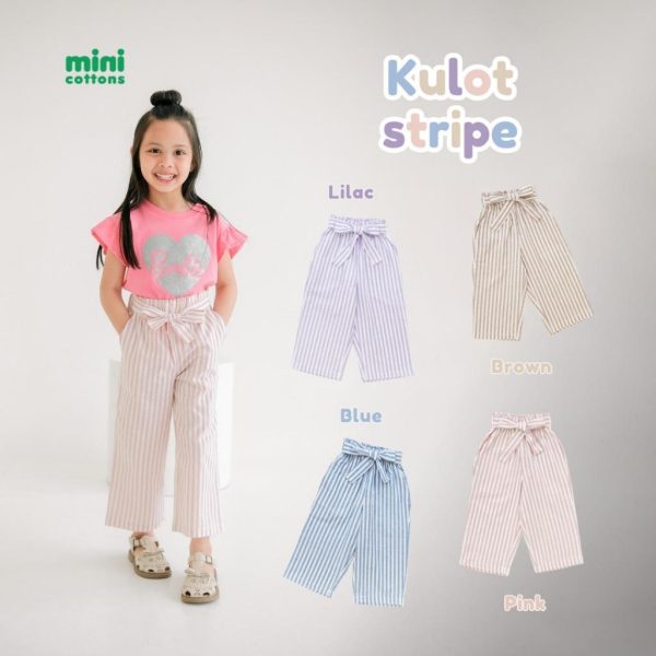 Minicottons Celana Kulot Salur Stripe Anak Perempuan Usia 1-12 Tahun / Celana Panjang Anak / Celana Kulot Anak - Image 2