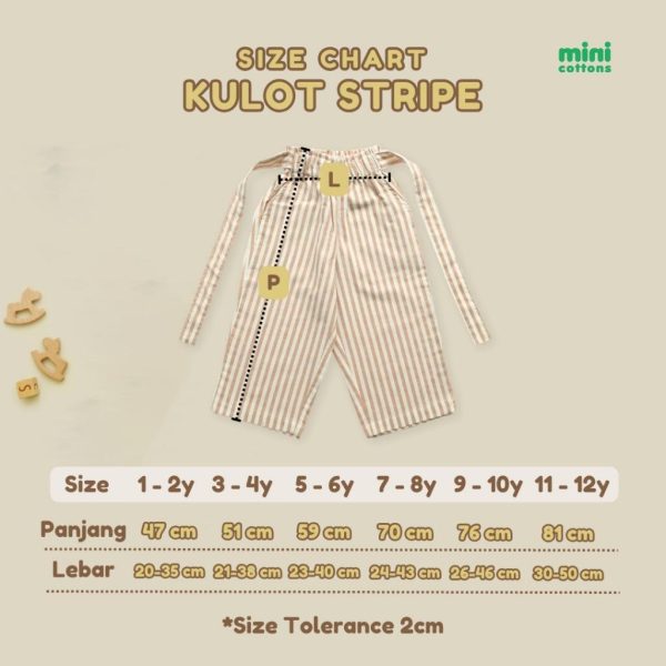 Minicottons Celana Kulot Salur Stripe Anak Perempuan Usia 1-12 Tahun / Celana Panjang Anak / Celana Kulot Anak - Image 9