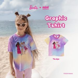 Barbie x Minicottons Graphic Fullprint Tie Dye Tshirt Kaos Grafis Baju Anak Perempuan 2-12 Tahun
