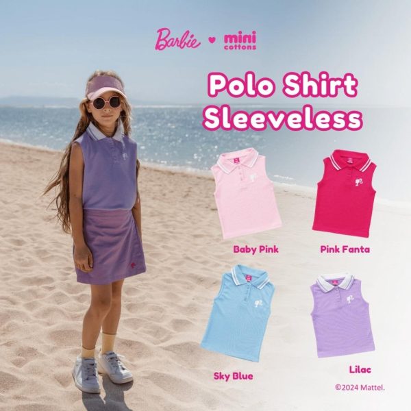 Minicottons Polo Shirt Sleeveless Kutung Barbie Baju Anak Perempuan 2-12 Tahun