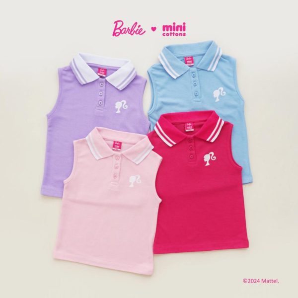 Minicottons Polo Shirt Sleeveless Kutung Barbie Baju Anak Perempuan 2-12 Tahun - Image 6