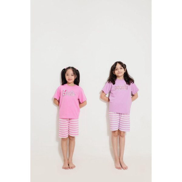 Barbie x Minicottons Kids Set Stripe Setelan Salur Anak Perempuan 2-12 Tahun - Image 3