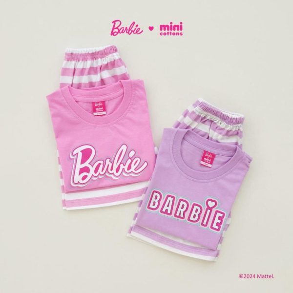 Barbie x Minicottons Kids Set Stripe Setelan Salur Anak Perempuan 2-12 Tahun - Image 6
