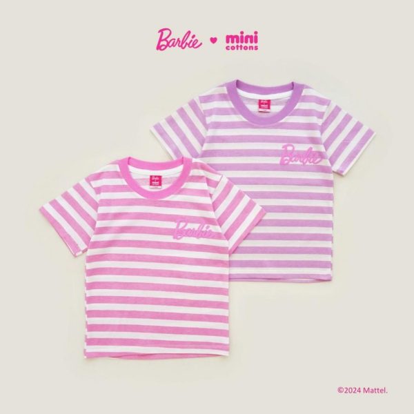 Barbie x Minicottons Striped Tee Kaos Baju Anak Perempuan 2-12 Tahun - Image 2