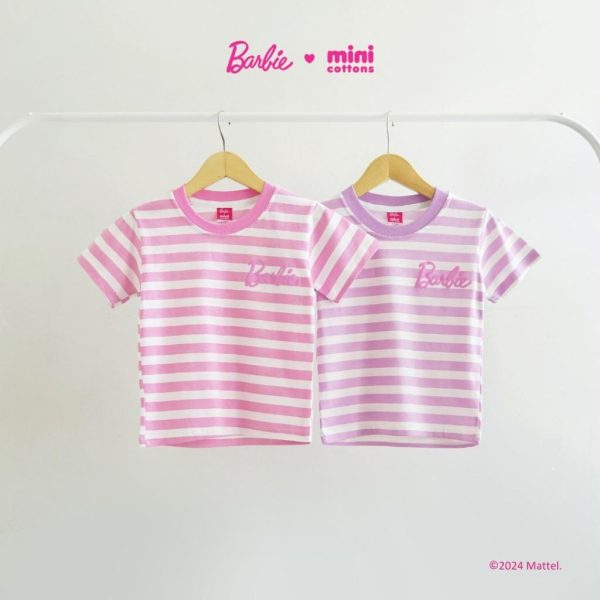 Barbie x Minicottons Striped Tee Kaos Baju Anak Perempuan 2-12 Tahun - Image 3
