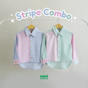 Minicottons Kemeja Oversize Motif Salur Striped Combo Anak Perempuan 1-12 Tahun