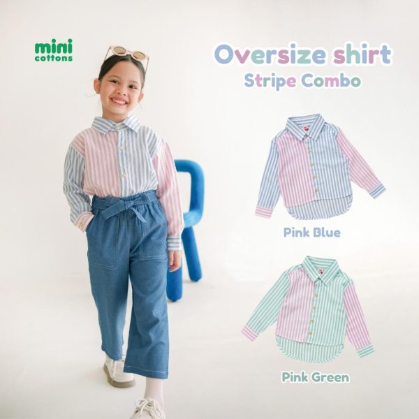 Minicottons Kemeja Oversize Motif Salur Striped Combo Anak Perempuan 1-12 Tahun - Image 2