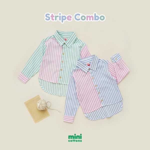Minicottons Kemeja Oversize Motif Salur Striped Combo Anak Perempuan 1-12 Tahun - Image 6