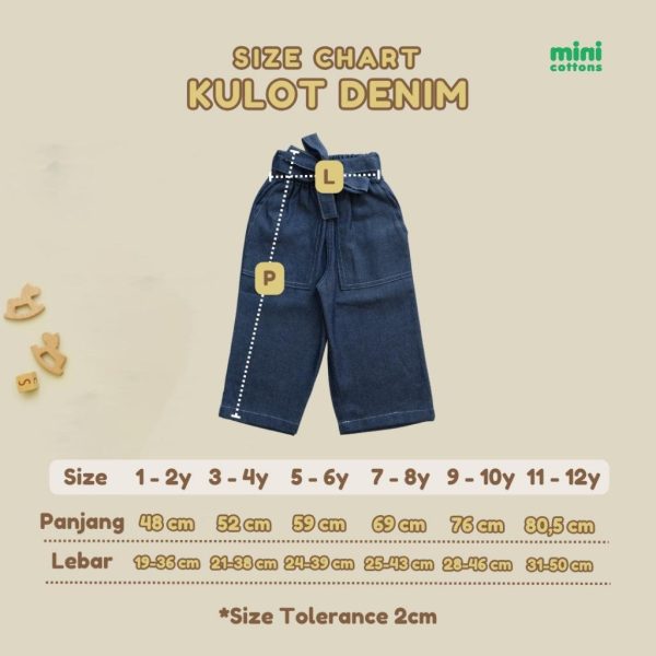 Minicottons Denim Look Kulot Celana Panjang Anak Perempuan 1-12 Tahun - Image 7