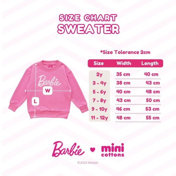 Barbie x Minicottons Sweater Crewneck Top Anak Perempuan 2-12 Tahun - Image 8