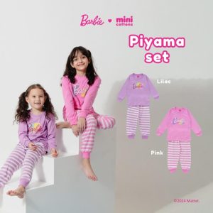 Barbie x Minicottons Baju Piyama Set Salur Striped Anak Perempuan 2-12 Tahun