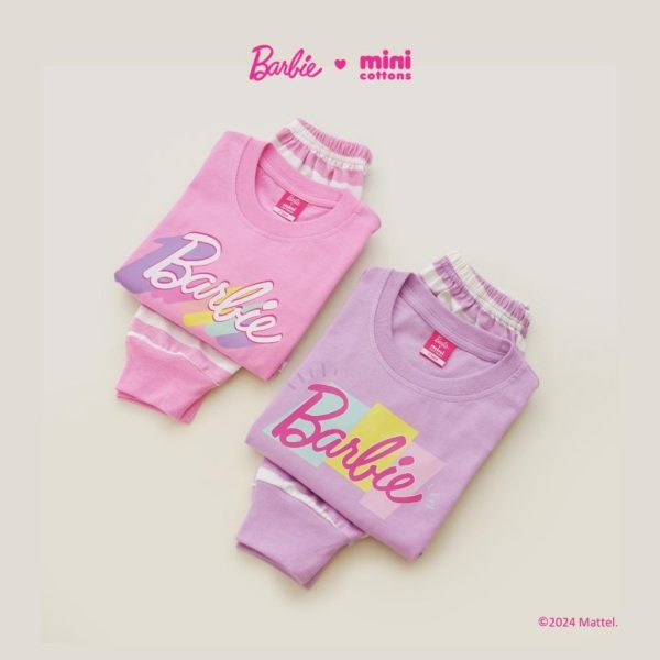 Barbie x Minicottons Baju Piyama Set Salur Striped Anak Perempuan 2-12 Tahun - Image 6