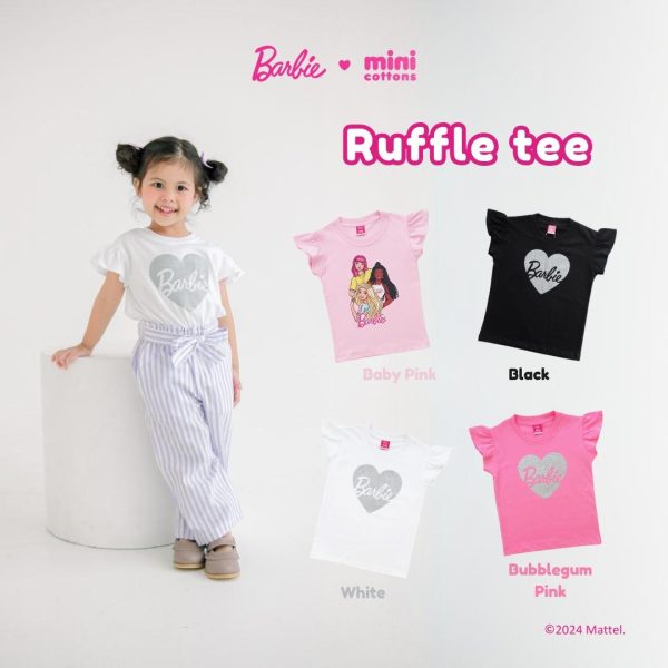Barbie x Minicottons Ruffle Tshirt Anak Perempuan 2-12 Tahun