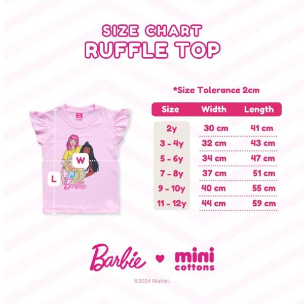 Barbie x Minicottons Ruffle Tshirt Anak Perempuan 2-12 Tahun - Image 9