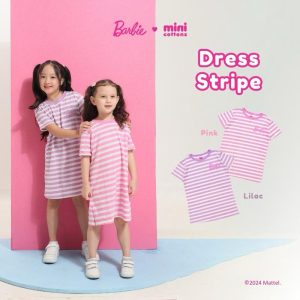 Barbie x Minicottons Stripe Dress Salur Baju Anak Perempuan 2-12 Tahun