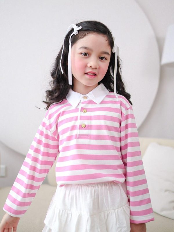 MINI COTTONS Long Sleeve Polo Stripe Tshirt Lengan Panjang Polo Salur Anak Unisex 1-12 Tahun - Image 4