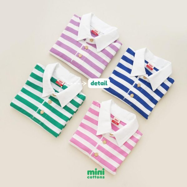 MINI COTTONS Long Sleeve Polo Stripe Tshirt Lengan Panjang Polo Salur Anak Unisex 1-12 Tahun - Image 7