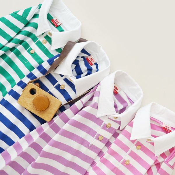 MINI COTTONS Long Sleeve Polo Stripe Tshirt Lengan Panjang Polo Salur Anak Unisex 1-12 Tahun - Image 8