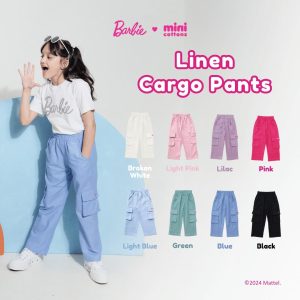 Barbie x Minicottons Linen Cargo Pants Celana Kargo Anak Perempuan 2-12 Tahun