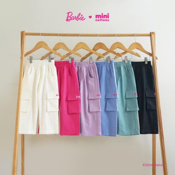Barbie x Minicottons Linen Cargo Pants Celana Kargo Anak Perempuan 2-12 Tahun - Image 2