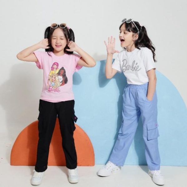 Barbie x Minicottons Linen Cargo Pants Celana Kargo Anak Perempuan 2-12 Tahun - Image 4