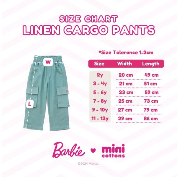 Barbie x Minicottons Linen Cargo Pants Celana Kargo Anak Perempuan 2-12 Tahun - Image 9