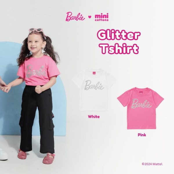 Barbie x Minicottons Glitter Tshirt Kaos Anak Perempuan 2-12 Tahun