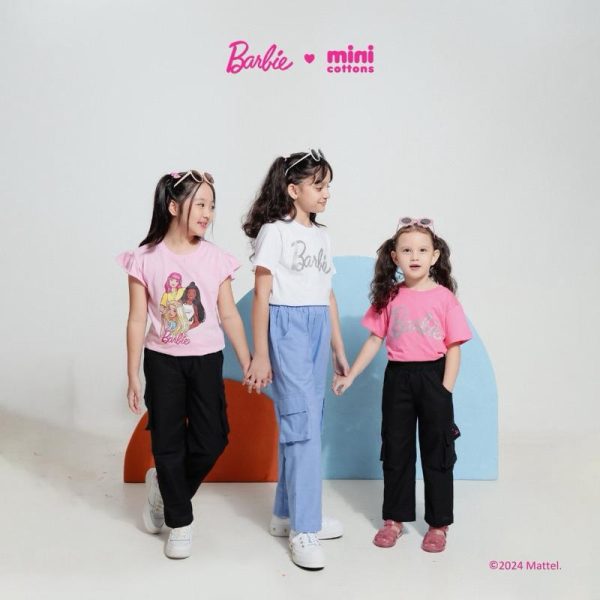 Barbie x Minicottons Glitter Tshirt Kaos Anak Perempuan 2-12 Tahun - Image 3