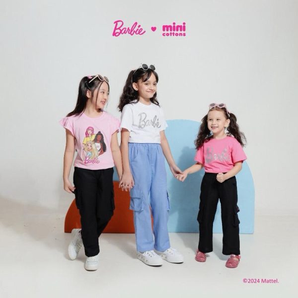 Barbie x Minicottons Glitter Tshirt Kaos Anak Perempuan 2-12 Tahun - Image 4