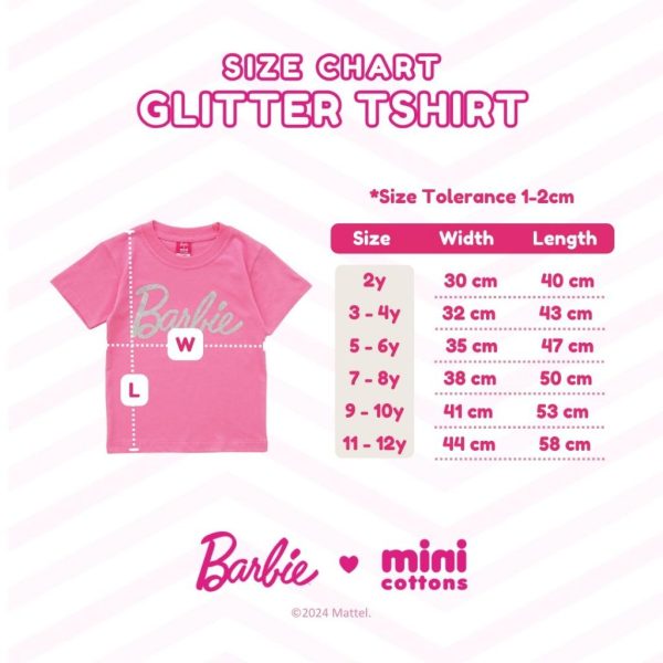 Barbie x Minicottons Glitter Tshirt Kaos Anak Perempuan 2-12 Tahun - Image 6