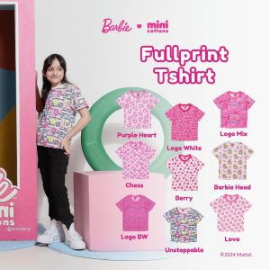 Barbie x Minicottons Fullprint Tshirt Kaos Anak Perempuan 2-12 Tahun