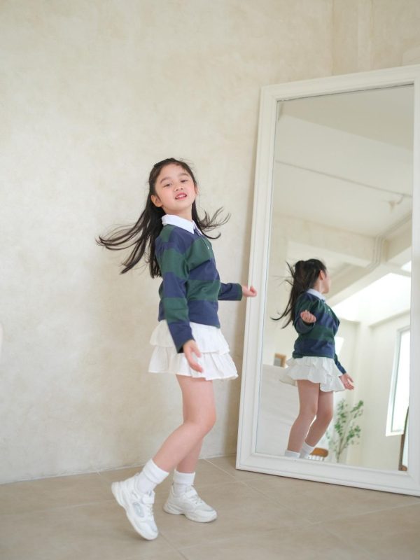 MINI COTTONS Long Sleeve Polo Big Stripe Tshirt Lengan Panjang Polo Salur Anak Unisex 1-12 Tahun - Image 4