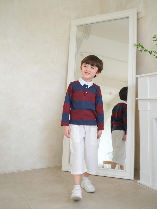 MINI COTTONS Long Sleeve Polo Big Stripe Tshirt Lengan Panjang Polo Salur Anak Unisex 1-12 Tahun - Image 5