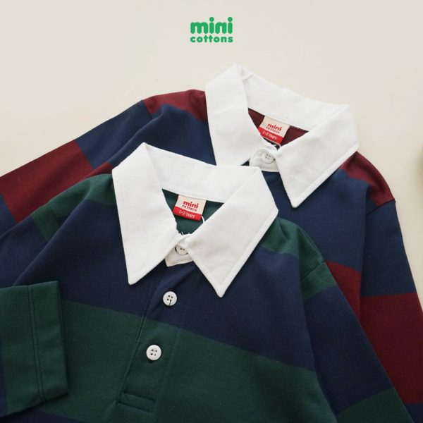 MINI COTTONS Long Sleeve Polo Big Stripe Tshirt Lengan Panjang Polo Salur Anak Unisex 1-12 Tahun - Image 8