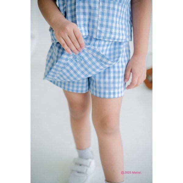 Barbie x Minicottons Girls Skort Gingham Rok Anak Perempuan 2-12 Tahun - Image 5