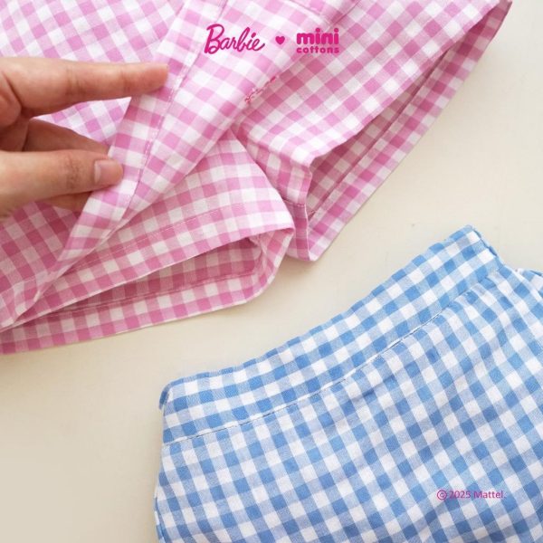 Barbie x Minicottons Girls Skort Gingham Rok Anak Perempuan 2-12 Tahun - Image 9